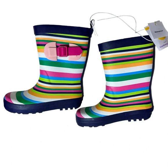 NWT Sun Squad Striped Rain Boots Size Large 9/10 - Picture 8 of 9